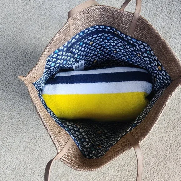 NWT Vera Bradley Embroidered Fish Straw Beach Tote Bag - Picture 6 of 9